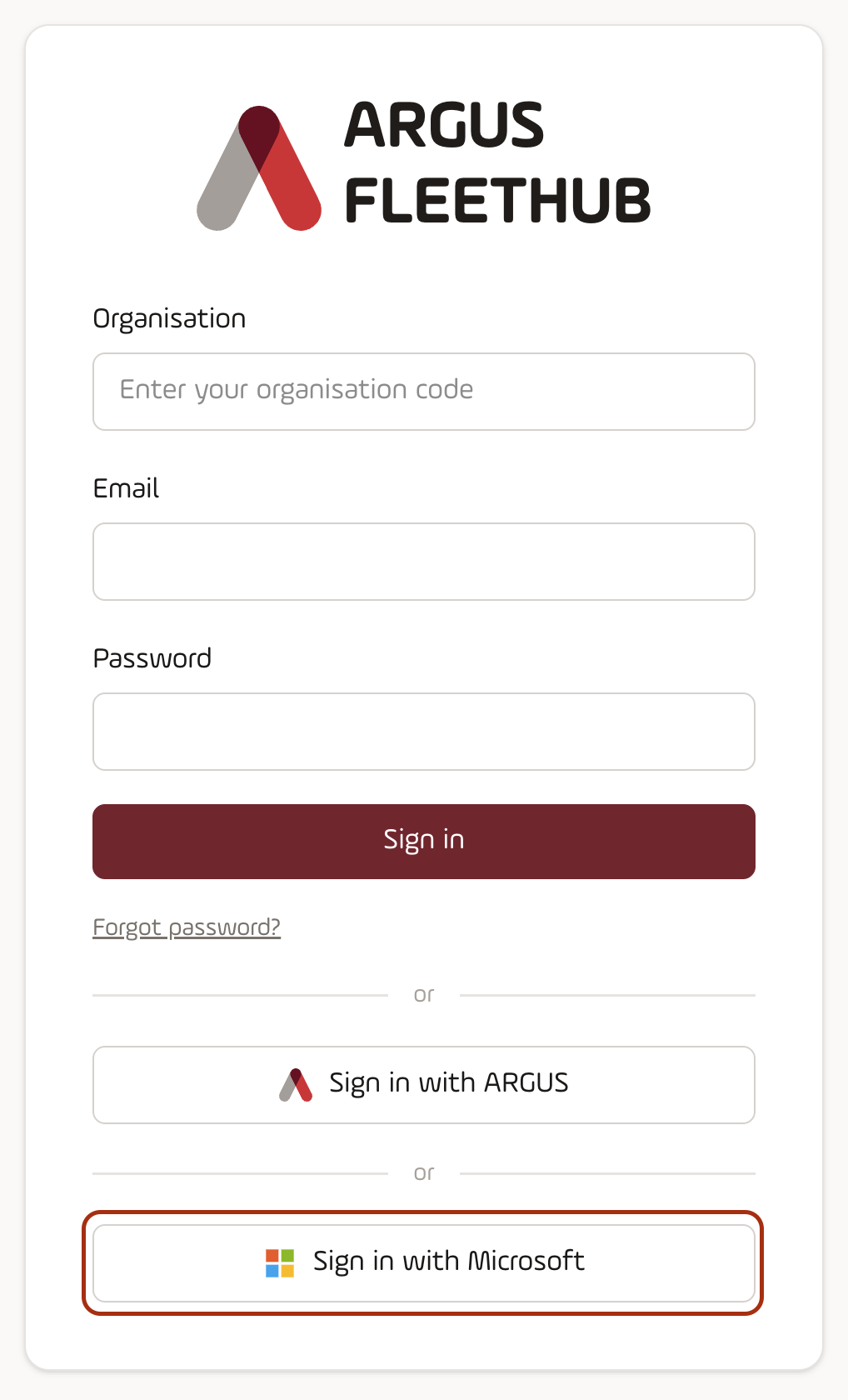 FleetHub - Login with MS SSO.png